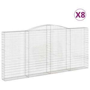vidaXL Coșuri gabion arcuite 8 buc, 400x30x180/200 cm, fier galvanizat