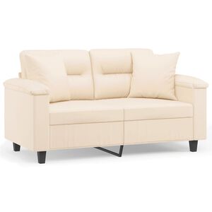 vidaXL Canapea cu 2 locuri, cu perne, bej, 120 cm, microfibră