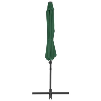 vidaXL Umbrelă suspendată cu stâlp din oțel, verde, 300 cm
