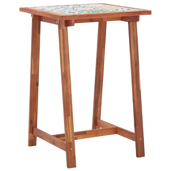 vidaXL Set bar grădină, 3 piese, blat mozaic și lemn masiv acacia