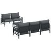 vidaXL Set de canapele pentru grădină cu pernă 6 pcs Negru Oțel