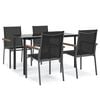 vidaXL Set mobilier de grădină, 5 piese, negru, textilenă și oțel