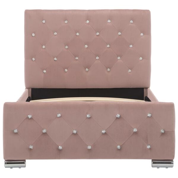 vidaXL Cadru de pat, roz, 90 x 200 cm, catifea