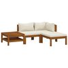 vidaXL Set mobilier grădină cu perne crem, 4 piese, lemn masiv acacia