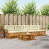 vidaXL Set de canapele de exterior cu pernă 5 pcs Natural și Crem