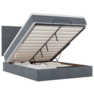 vidaXL Cadru de pat otoman cu saltele Gri &icirc;nchis 140x200cm catifea