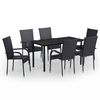 vidaXL Set mobilier de grădină, 7 piese, negru