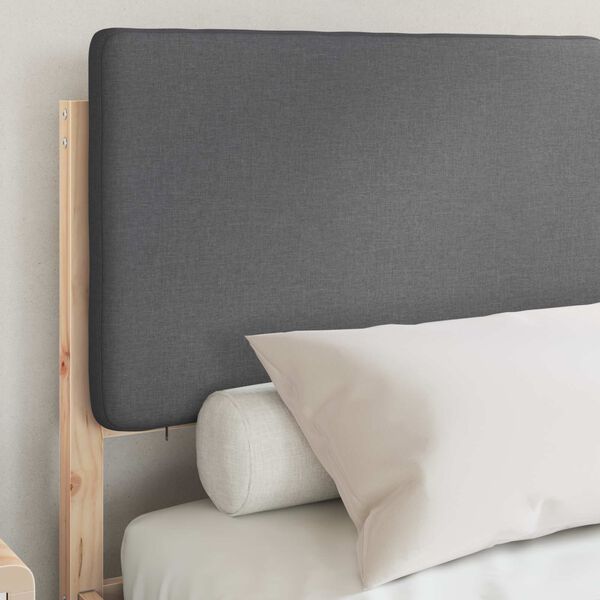 vidaXL Cadru de pat cu tăblie tapițată Gri &icirc;nchis 140 x 190 cm