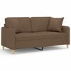 vidaXL Canapea cu 2 locuri cu pernuțe, maro, 140 cm, textil