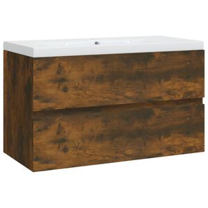 vidaXL Dulap chiuvetă bazin &icirc;ncorporat stejar fumuriu lemn prelucrat