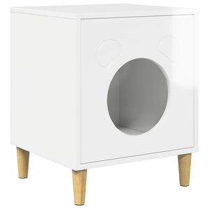 vidaXL Casa pentru pisici Alb Lucios 42,5 x 40 x 53 cm Lemn prelucrat