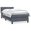 vidaXL Pat box spring cu saltea, gri &icirc;nchis, 80x220 cm, catifea