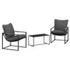 vidaXL Set de canapele pentru grădină 3 pcs Negru și antracit Oțel