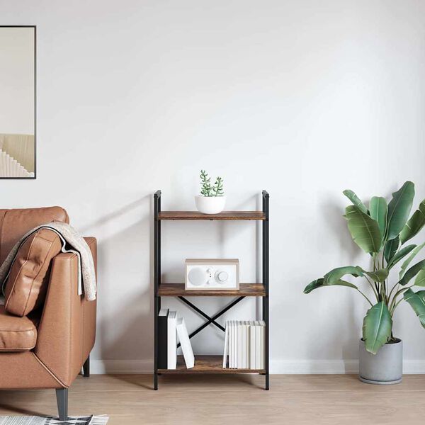 vidaXL Raft pentru cărți Stejar fumuriu 56 x 34 x 96 cm Lemn compozit