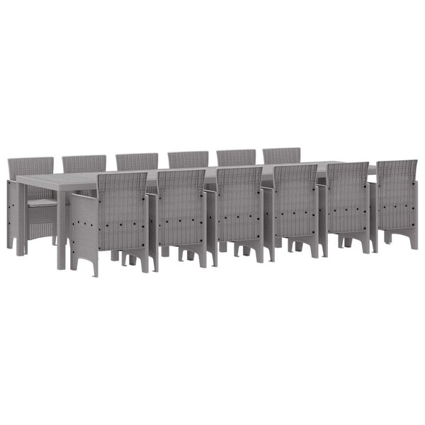 vidaXL Set de masă pentru grădină 13 pcs Gri deschis Ratan Polt