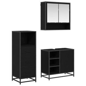 vidaXL Set de mobilier pentru baie 3 pcs Stejar Negru Lemn compozit