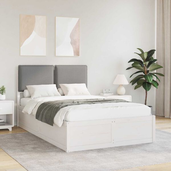 vidaXL Cadru de pat cu tăblie tapițată Gri deschis 120 x 190 cm