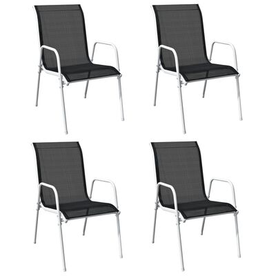 vidaXL Set mobilier de exterior, 5 piese, negru, oțel