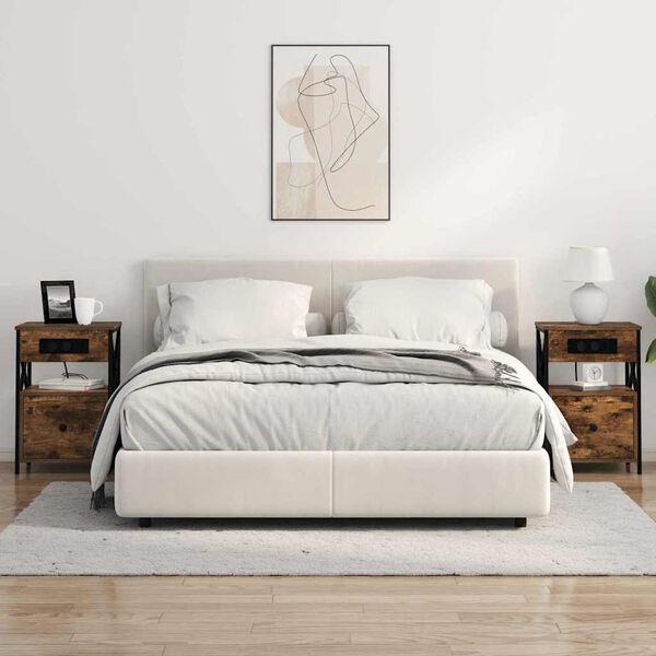 vidaXL Dulap de noapte Stejar fumuriu 40 x 31 x 60 cm Lemn compozit