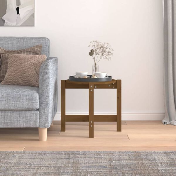 vidaXL Măsuță de cafea, maro miere, &Oslash; 52,5x45 cm, lemn masiv de pin