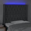 vidaXL Tăblie de pat cu LED, gri închis, 103x16x118/128 cm, textil