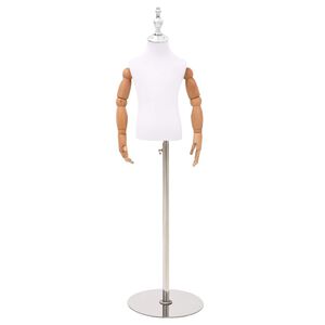 vidaXL Manechin Ajustabil 120-157 cm cu Bază Unisex PP Alb 120-157 cm