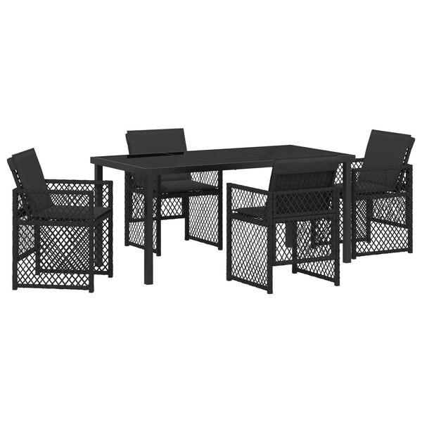 vidaXL Set de masă pentru grădină 5 pcs Negru poliratan