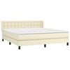 vidaXL Pat box spring cu saltea, crem, 180x200 cm, piele ecologică