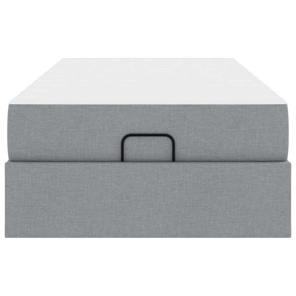 vidaXL Cadru de pat cu saltea cu saltea 2 pcs Gri deschis țesătură