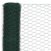 vidaXL Plasă de sârmă găini, verde, 25 x 1,2 m, oțel cu înveliș PVC