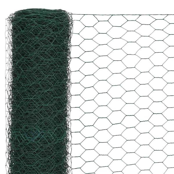 vidaXL Plasă de sârmă găini, verde, 25 x 1,2 m, oțel cu înveliș PVC