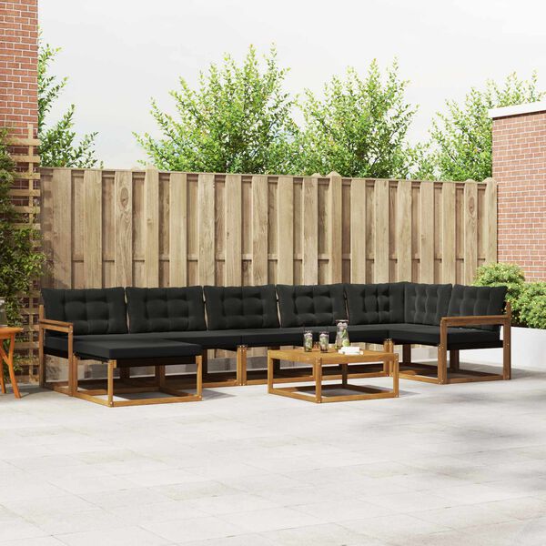 vidaXL Set de canapele de exterior cu pernă 22 pcs Natural și Negru