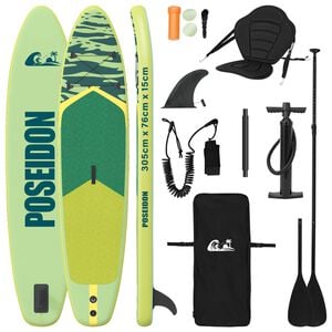 vidaXL Placă SUP cu Șezlong 2 &icirc;n 1 POSEIDON 305 x 76 x 15 cm Verde