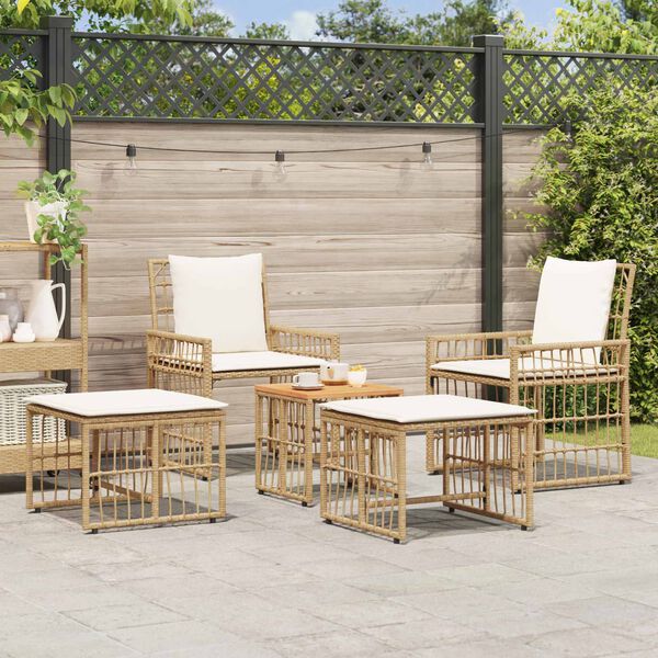 vidaXL Set de Mobilier pentru Exterior 5 pcs Alb Natural și Crem