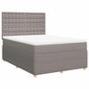 vidaXL Pat box spring cu saltea, gri taupe, 140x200 cm, textil