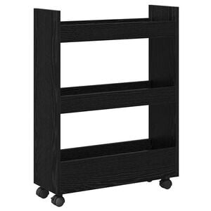 vidaXL Trolley pentru Depozitare &Icirc;ngust Stejar Negru 60 x 22 x 80 cm