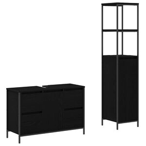 vidaXL Set de mobilier pentru baie cu sertar cu ușă 2 pcs Stejar negru