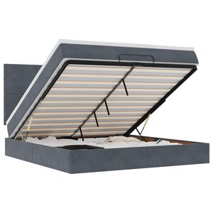vidaXL Cadru de pat otoman cu saltele Gri &icirc;nchis 180x200cm catifea