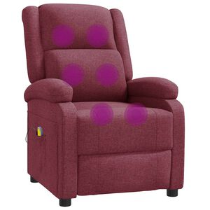 vidaXL Fotoliu de masaj spătar aripi, roșu vin, material textil