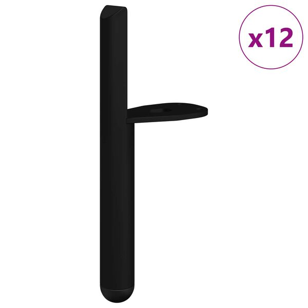 vidaXL Picioare de mobilă 12 pcs Negru 66 x 36 x 160 mm Fier