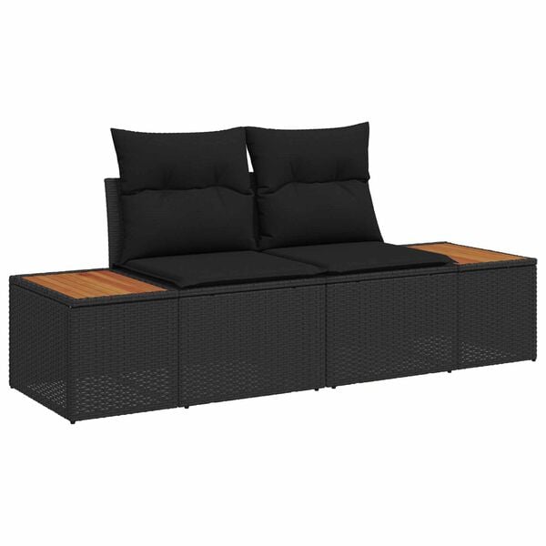 vidaXL Set de canapele pentru grădină cu pernă 8 pcs Negru Poliratan