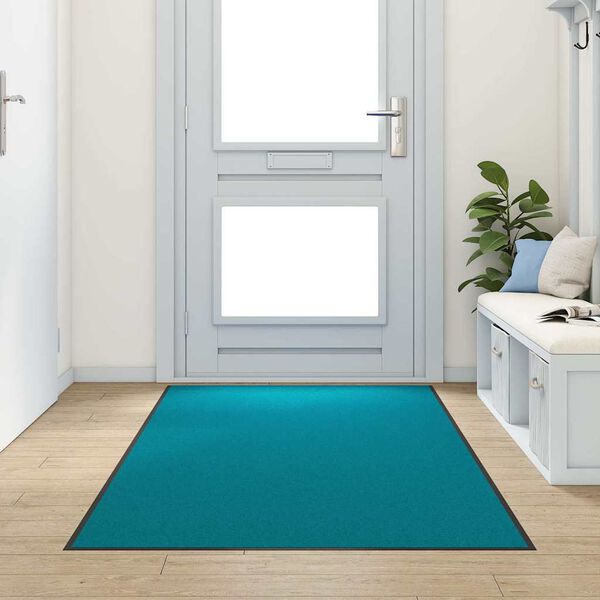 vidaXL Covoraș de intrare Cyan și Negru 120 x 250 cm Poliamidă și PVC