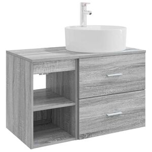 vidaXL Set de mobilier pentru baie 2 pcs Sonoma gri Lemn prelucrat