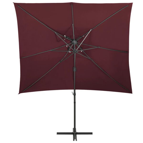 vidaXL Umbrelă în consolă cu înveliș dublu, roșu bordo, 250x250 cm