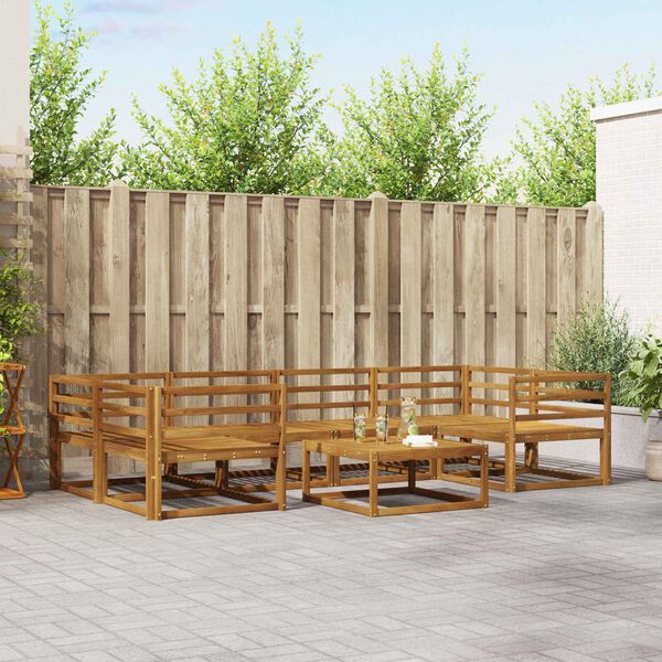 vidaXL Set de canapele de exterior 7 pcs natural Lemn Solid de Acacia
