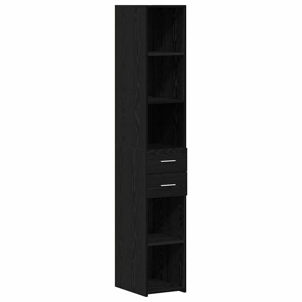 vidaXL Bibliotecă cu sertar Stejar Negru 30 x 42.4 x 185.2 cm