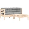 vidaXL Set mobilier de grădină cu perne gri, 3 piese, lemn masiv pin