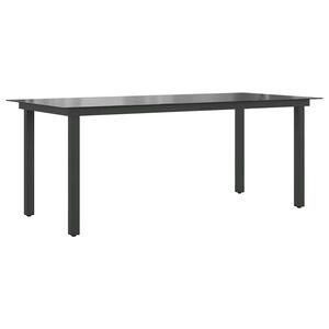 vidaXL Masă de grădină, negru, 190 x 90 x 74 cm, aluminiu și sticlă