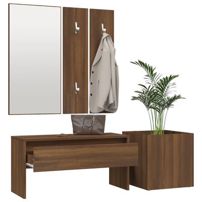 vidaXL Set de mobilier pentru hol, stejar maro, lemn prelucrat