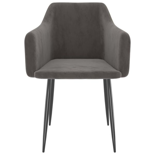 vidaXL Scaune de bucătărie, 2 buc., gri &icirc;nchis, catifea